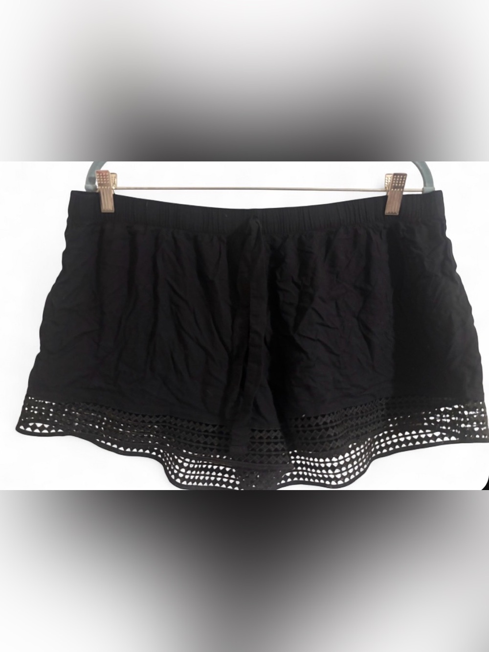 Women’s Black Crochet Hem Shorts